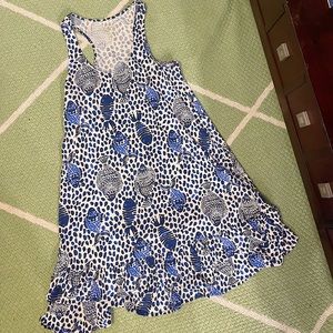 Lilly Pulitzer Navy Fish Cotton Ruffle Dress XXS